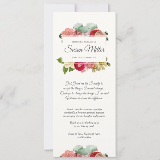 Sympathie Funeral Bedankt voor de Floral foto Kaart (Voorkant)