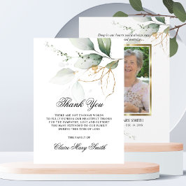 Sympathie Funeral dankt je botanische groene FOTO Bedankkaart