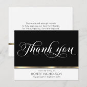Sympathie Funeral Memorial Bedankt Gold Black (Voorkant / Achterkant)