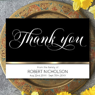 Sympathie Funeral Memorial Bedankt Gold Black