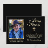 Sympathie Funeral Memory DANK U Gold Cross Photo Bedankkaart (Voorkant / Achterkant)