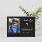 Sympathie Funeral Memory DANK U Gold Cross Photo Bedankkaart (Staand voorkant)