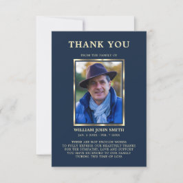 Sympathie Funeral Memory DANK U Photo NAVY Bedankkaart