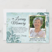 Sympathie Funeral Memory Greenery DANK You Photo Bedankkaart (Voorkant)