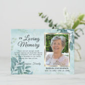 Sympathie Funeral Memory Greenery DANK You Photo Bedankkaart (Staand voorkant)