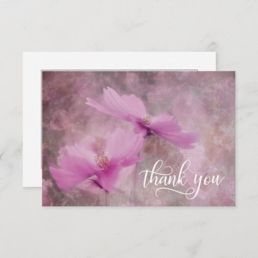 Sympathie Funeral Pink Mauve Flower BEDANKT U (Voorkant / Achterkant)