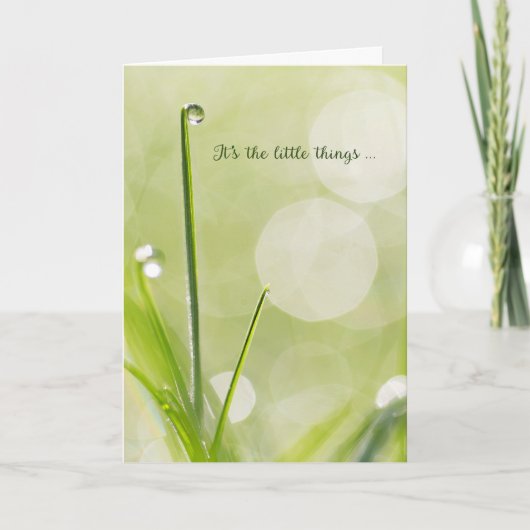 Sympathie Hartelijk dank - Dewdrop op een grasblad Bedankkaart (Voorkant)