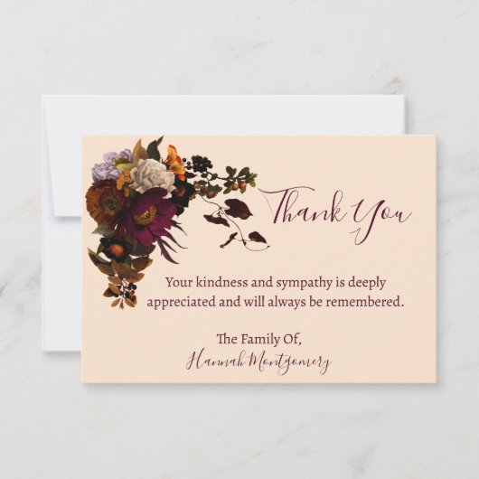 Sympathie Hartelijk dank Notitiekaartje (Voorkant)