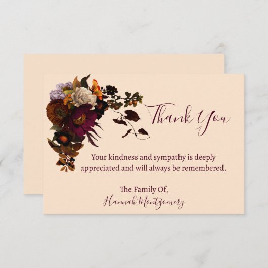 Sympathie Hartelijk dank Notitiekaartje (Voorkant / Achterkant)