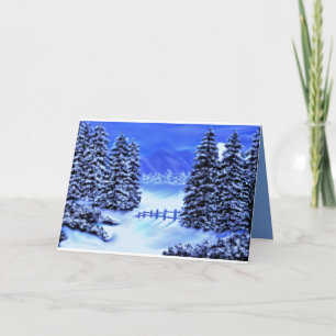 Sympathie kaart in blauwe bergscène blauw binnen