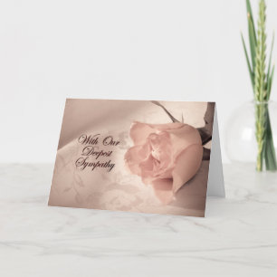 Sympathie kaart, met een bleke roze roos kaart