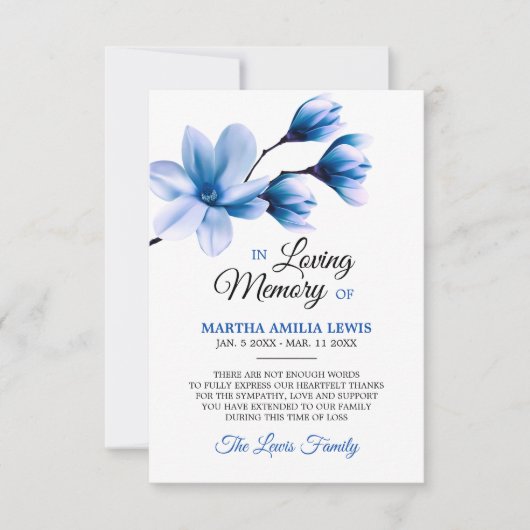 Sympathie Mémoire Fleur Bleu Magnolia MERCI (Devant)