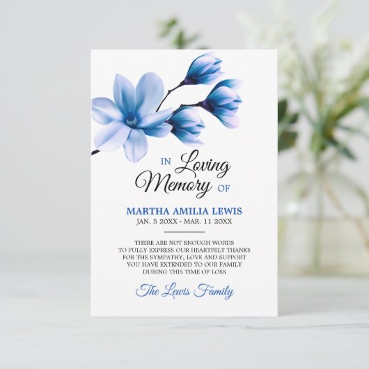 Sympathie Mémoire Fleur Bleu Magnolia MERCI (Debout devant)