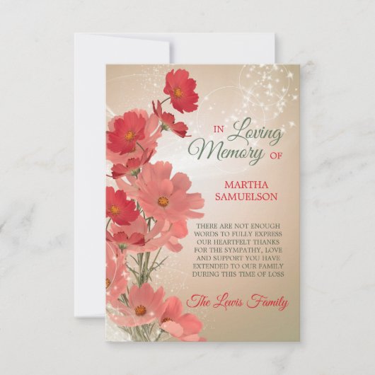 Sympathie Mémoire Florale MERCI de corail rose rou (Devant)