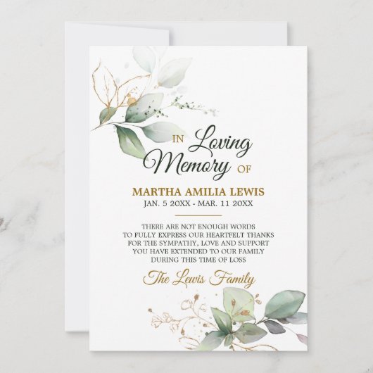 Sympathie Mémoire verte MERCI d'or| POEM (Devant)