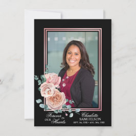 Sympathie Memorial Pink Floral PHOTO Dank u wel Bedankkaart