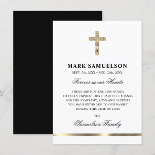 Sympathie Memorial Religorial Cross White Gold Bedankkaart