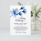 Sympathie Memory Flower Blue Magnolia DANK U Bedankkaart (Staand voorkant)