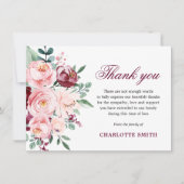 Sympathie MERCI de la Bourgogne et des roses roses (Devant)