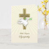 Sympathie met een gouden kruis en duif. kaart (Gele Bloem)