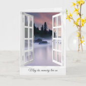 Sympathie Misty Ocean Rocks In Window Kaart (Gele Bloem)