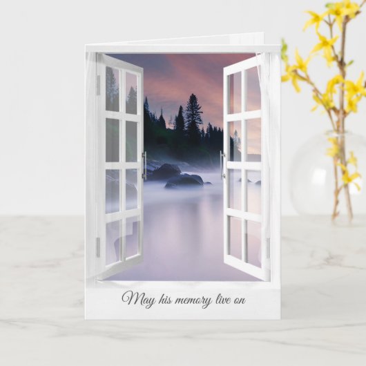 Sympathie Misty Ocean Rocks In Window Kaart (Gele Bloem)