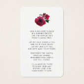 Sympathie Red Rose Black Script Foto Prayer Kaart (Achterkant)