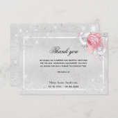 Sympathie rose argenté floral merci (Devant / Derrière)