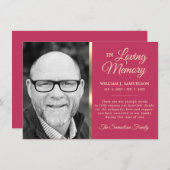 Sympathie rose foncé MERCI de mémoire funéraire Ph (Devant / Derrière)