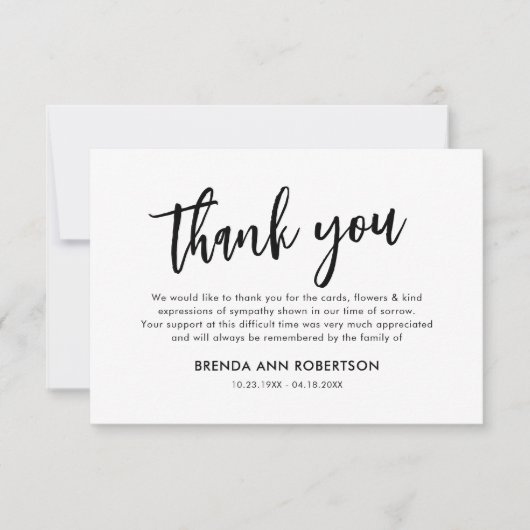 Sympathie simple pour le Merci funéraire (Devant)