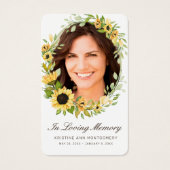 Sympathie Sunflower Brown Script Foto Prayer Kaart (Voorkant)