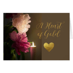 Sympathie Un coeur de bougie d'or et de pivoines
