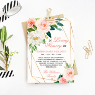 Sympathie voor blinde roze vloeren bedankkaart