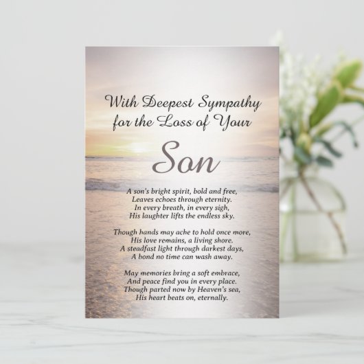 Sympathie voor het verlies van een zoon kaart (Staand voorkant)