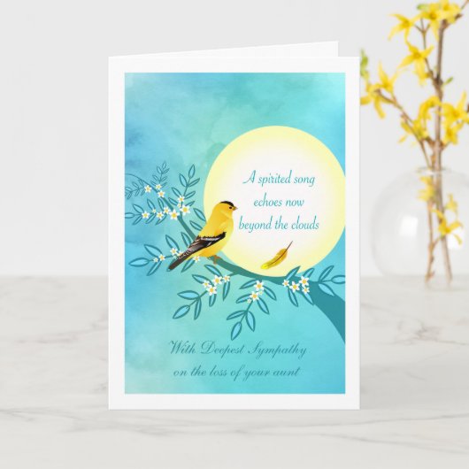 Sympathie voor het verlies van tante, Goldfinch Bi Kaart (Gele Bloem)