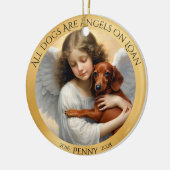 Sympathie voor het verlies van uw teckel ronde keramisch ornament (Links)