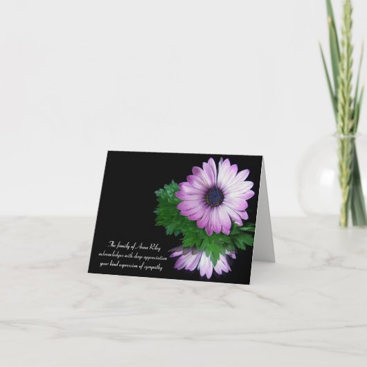 sympathie voor paarse daisy bedankkaart (Voorkant)