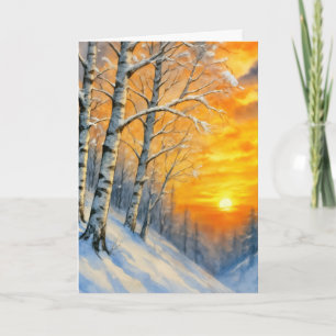Sympathie Waterverf Winter Berkenbomen Kaart
