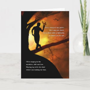 Sympathie weep niet naar mijn grave gedicht man kaart