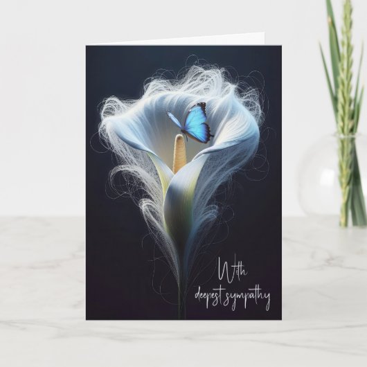 Sympathie Witte Calla Lily en Vlinder Kaart (Voorkant)