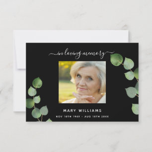 Sympathie zwarte eucalyptus foto bedankt! bedankkaart