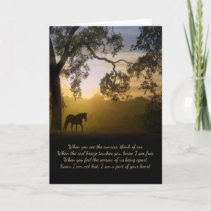 Sympathiekaart met paard en spiritueel gedicht kaart