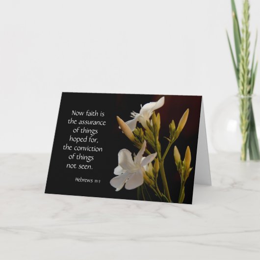 Sympathiekaart, Witte bloemen, Bijbelvers over gel Kaart (Voorkant)