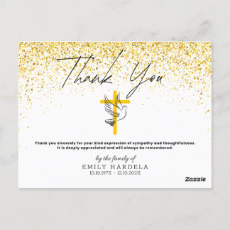 Sympathieke begrafenis - Bedankkaart - Faux Glitte Briefkaart