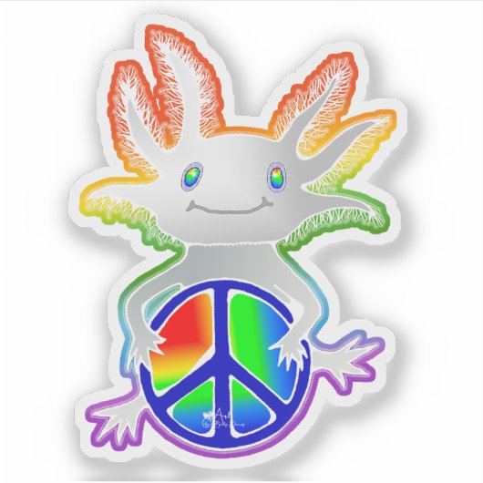 Sympathique arc-en-ciel Axolotl avec Sticker pour  (Devant)