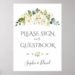 Sympathique Crème Blanche Florale Livre d'or