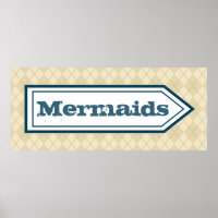 Sympathique Mermaid Beach Panneau Mur Art Poster