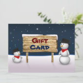 Sympathique Snowmen avec carte cadeau en bois (Debout devant)