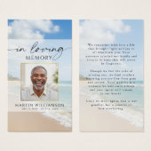 Sympathy Beach In Loving Memory Photo Prayer Card (Devant & derrière)