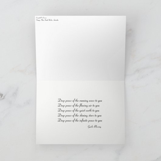 Sympathy Card - Deep Peace Gaelic Blessing Kaart (Binnen)